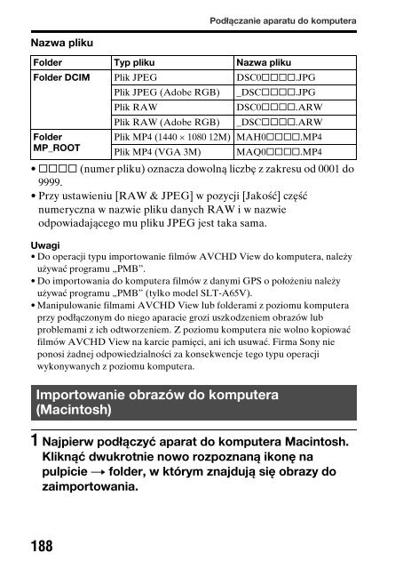 Sony SLT-A65V - SLT-A65V Consignes d&rsquo;utilisation Polonais