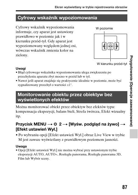 Sony SLT-A65V - SLT-A65V Consignes d&rsquo;utilisation Polonais