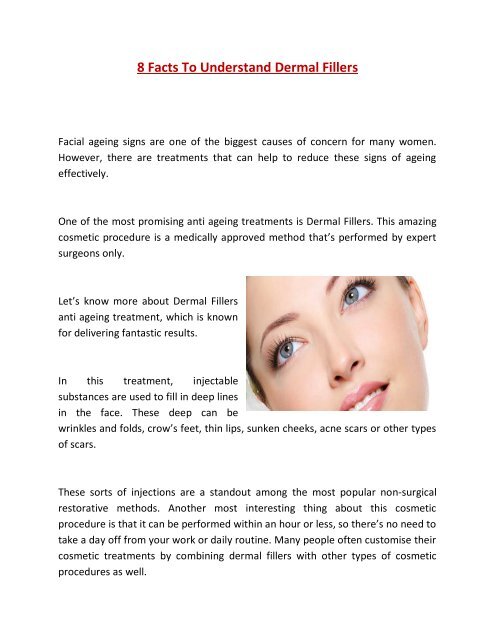 8 Facts To Understand Dermal Fillers