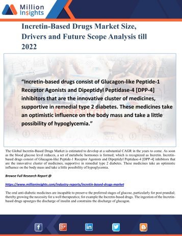 Incretin-Based Drugs Market Size, Drivers and Future Scope Analysis till 2022