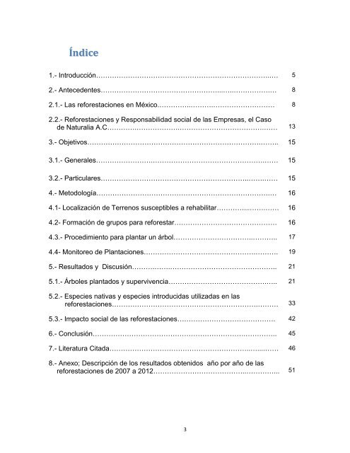 Experiencia de Reforestación en México, Reforestaciones Sociales, el caso de Naturalia A.C.