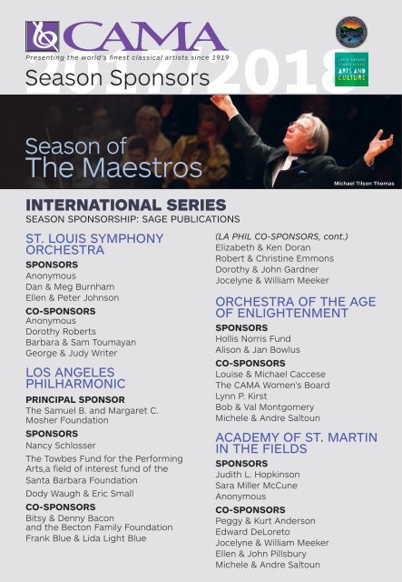 CAMA - March 28, 2018 - Program Notes - San Francisco Symphony - International Series at The Granada Theatre