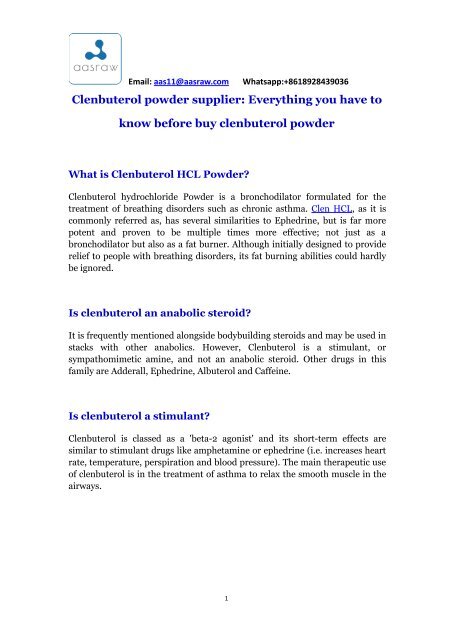 Clenbuterol Dosage Chart