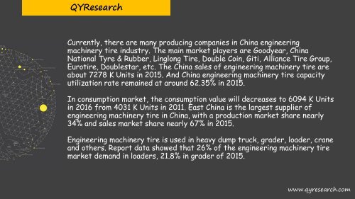 QYResearch: China Engineering Machinery Tires Market Research Report 2018 Overview