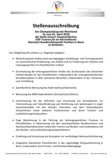 Stellenausschreibung Herrenflorett