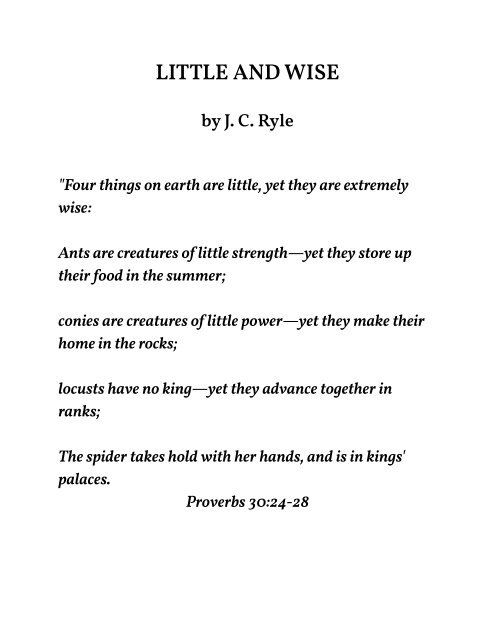 Little and Wise by Rev. J.C. Ryle