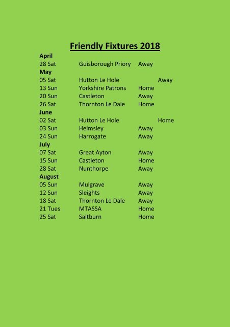 Bowls Fixtures 2018 PDF