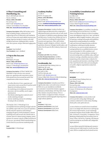 AZA Member Directory 2012 - Association of Zoos and Aquariums