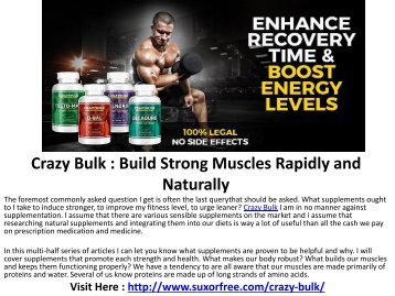  Crazy Bulk : Natural supplement that gives you lean muscle