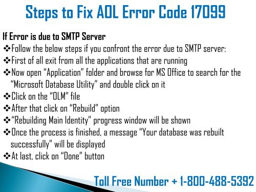 1-800-488-5392 Fix AOL Error Code 17099