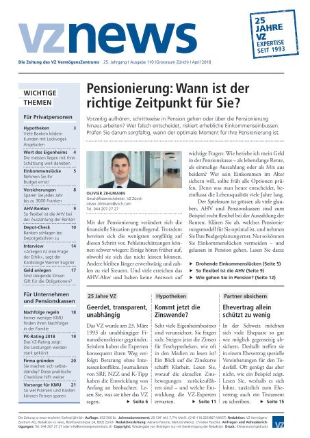 vznews, Schweiz deutsch, April 2018, Ausgabe 110