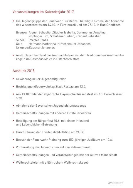 FFW Jahresbericht 2017