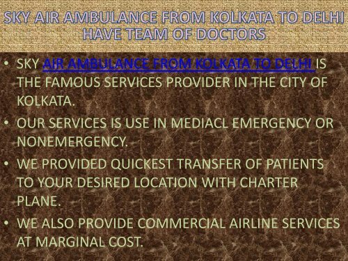 Best Reliable Services of Air Ambulance in Kolkata by Sky at Low-Cost