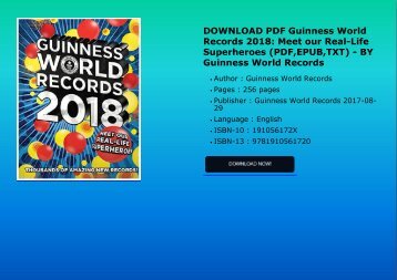DOWNLOAD PDF Guinness World Records 2018: Meet our Real-Life Superheroes (PDF,EPUB,TXT) - BY Guinness World Records