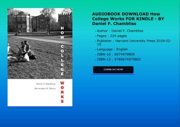 AUDIOBOOK DOWNLOAD How College Works FOR KINDLE - BY Daniel F. Chambliss