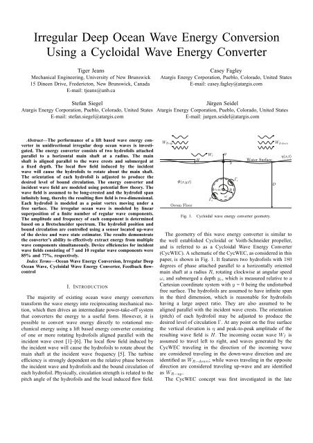 Irregular Deep Ocean Wave Energy Conversion Using a Cycloidal ...