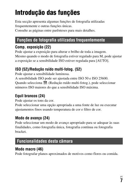 Sony DSC-RX1 - DSC-RX1 Consignes d&rsquo;utilisation Portugais
