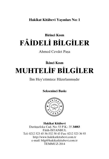 Faideli Bilgiler - Ahmed Cevdet Pasa