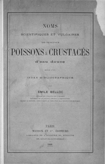 Noms scientifiques et vulgalres des principaux poissons & crustacés d&#039;eau douce (éd.