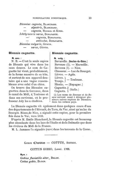 Noms scientifiques et vulgalres des principaux poissons &amp; crustacés d&#039;eau douce (éd.