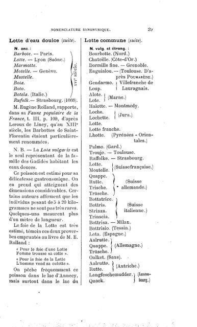 Noms scientifiques et vulgalres des principaux poissons &amp; crustacés d&#039;eau douce (éd.