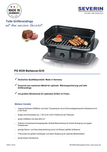 Severin PG 8539 Gril barbecue - Istruzioni d'uso