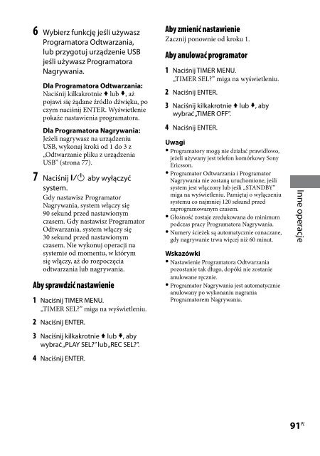 Sony CMT-DH50R - CMT-DH50R Consignes d&rsquo;utilisation Polonais