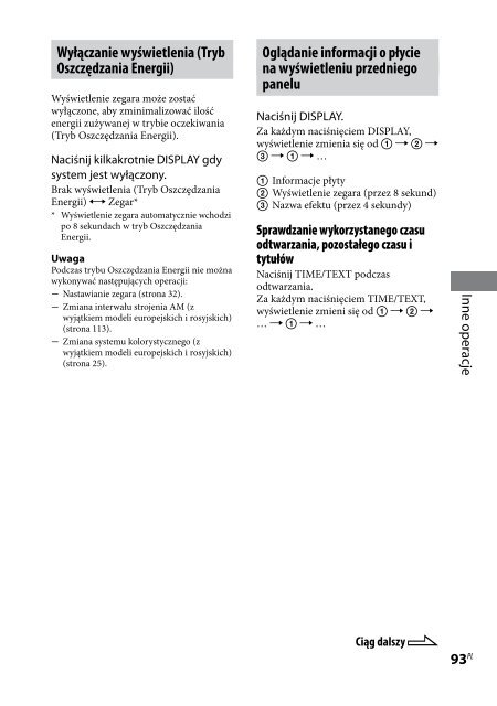 Sony CMT-DH50R - CMT-DH50R Consignes d&rsquo;utilisation Polonais