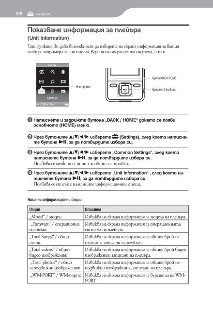 Sony NWZ-A829 - NWZ-A829 Istruzioni per l'uso Bulgaro