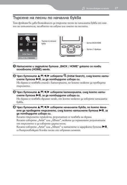 Sony NWZ-A829 - NWZ-A829 Istruzioni per l'uso Bulgaro