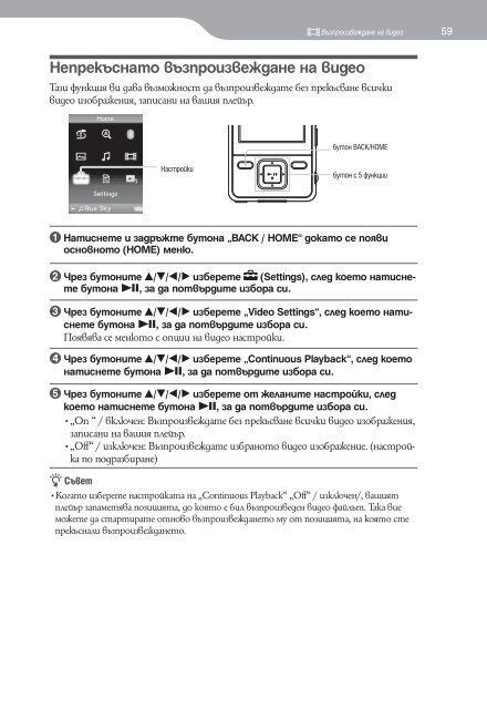 Sony NWZ-A829 - NWZ-A829 Istruzioni per l'uso Bulgaro