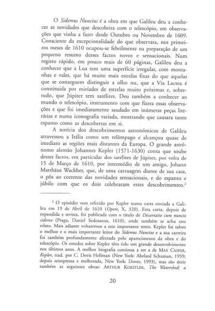 O Mensageiro das Estrelas - Galileu Galilei - 1610