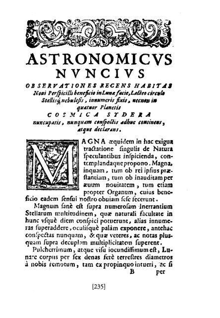 O Mensageiro das Estrelas - Galileu Galilei - 1610