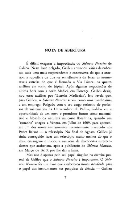 O Mensageiro das Estrelas - Galileu Galilei - 1610