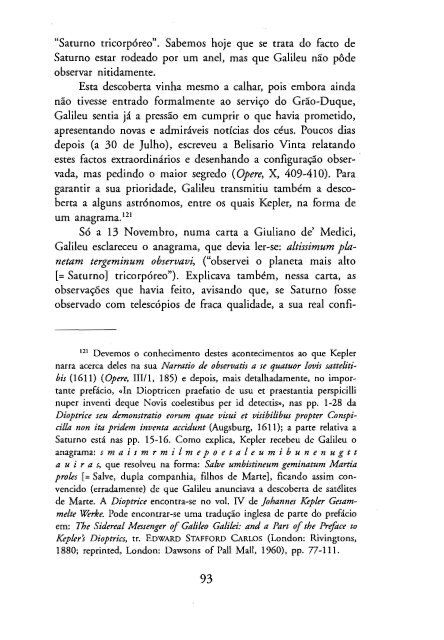 O Mensageiro das Estrelas - Galileu Galilei - 1610