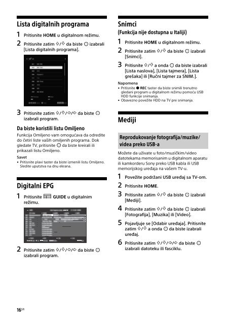 Sony KDL-49WD757 - KDL-49WD757 Mode d'emploi Serbe