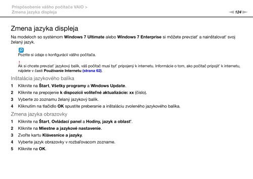 Sony VPCS13C5E - VPCS13C5E Mode d'emploi Slovaque