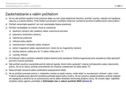 Sony VPCS13C5E - VPCS13C5E Mode d'emploi Slovaque