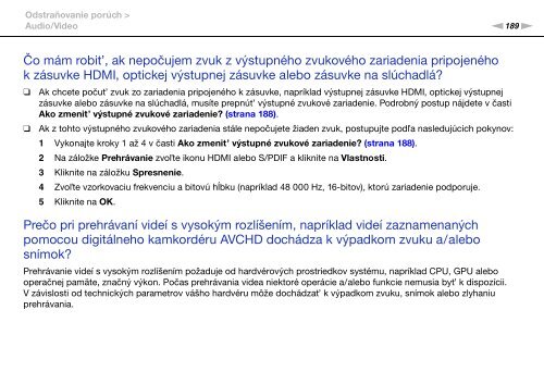 Sony VPCS13C5E - VPCS13C5E Mode d'emploi Slovaque