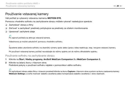 Sony VPCS13C5E - VPCS13C5E Mode d'emploi Slovaque