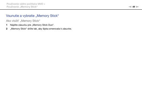 Sony VPCS13C5E - VPCS13C5E Mode d'emploi Slovaque