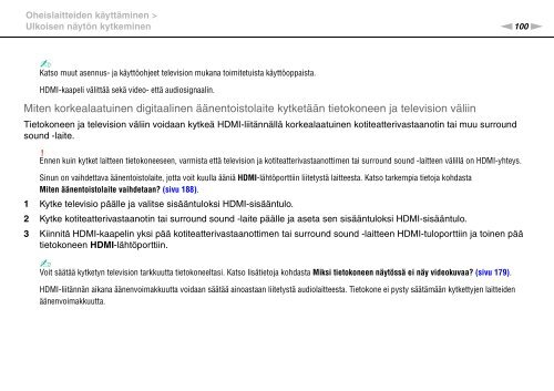 Sony VPCS13C5E - VPCS13C5E Mode d'emploi Finlandais