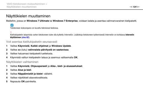 Sony VPCS13C5E - VPCS13C5E Mode d'emploi Finlandais