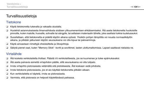 Sony VPCS13C5E - VPCS13C5E Mode d'emploi Finlandais