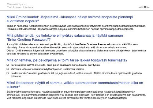 Sony VPCS13C5E - VPCS13C5E Mode d'emploi Finlandais