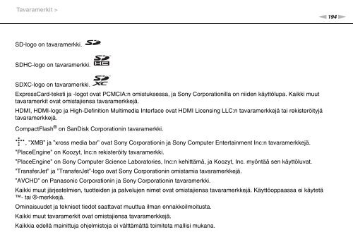 Sony VPCS13C5E - VPCS13C5E Mode d'emploi Finlandais