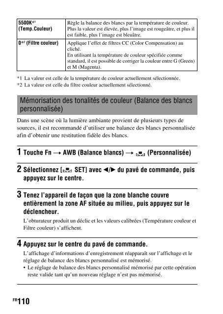 Sony DSLR-A550L - DSLR-A550L Consignes d&rsquo;utilisation Fran&ccedil;ais