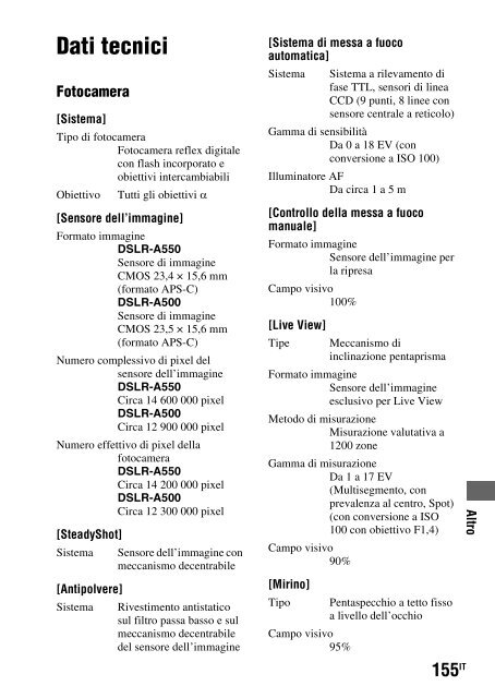 Sony DSLR-A550L - DSLR-A550L Consignes d&rsquo;utilisation Fran&ccedil;ais