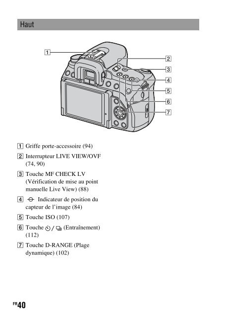 Sony DSLR-A550L - DSLR-A550L Consignes d&rsquo;utilisation Fran&ccedil;ais