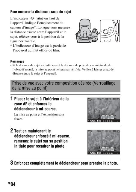 Sony DSLR-A550L - DSLR-A550L Consignes d&rsquo;utilisation Fran&ccedil;ais